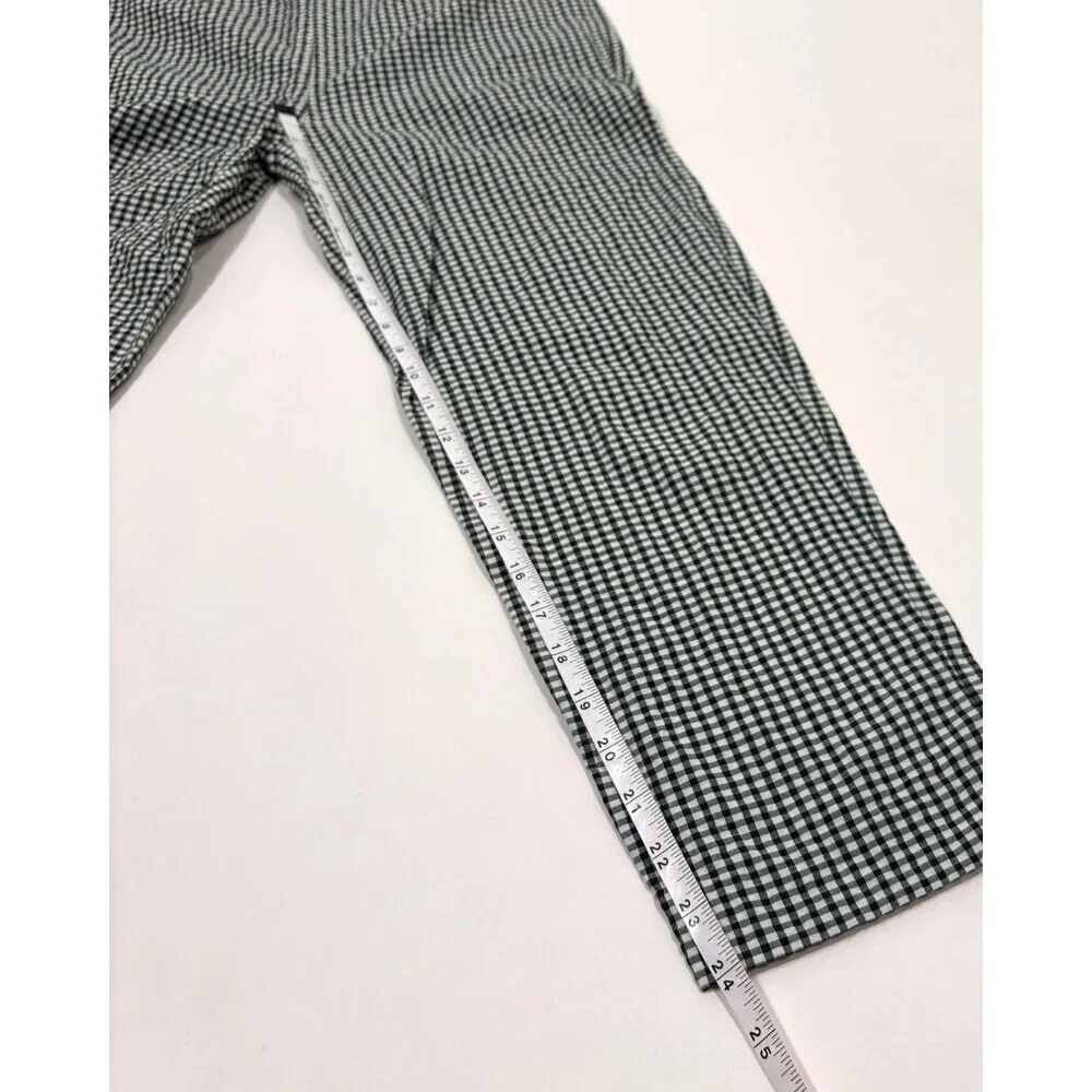 Free People Westside Gingham Seersucker Tie-Waist Pants Black White - Size 2